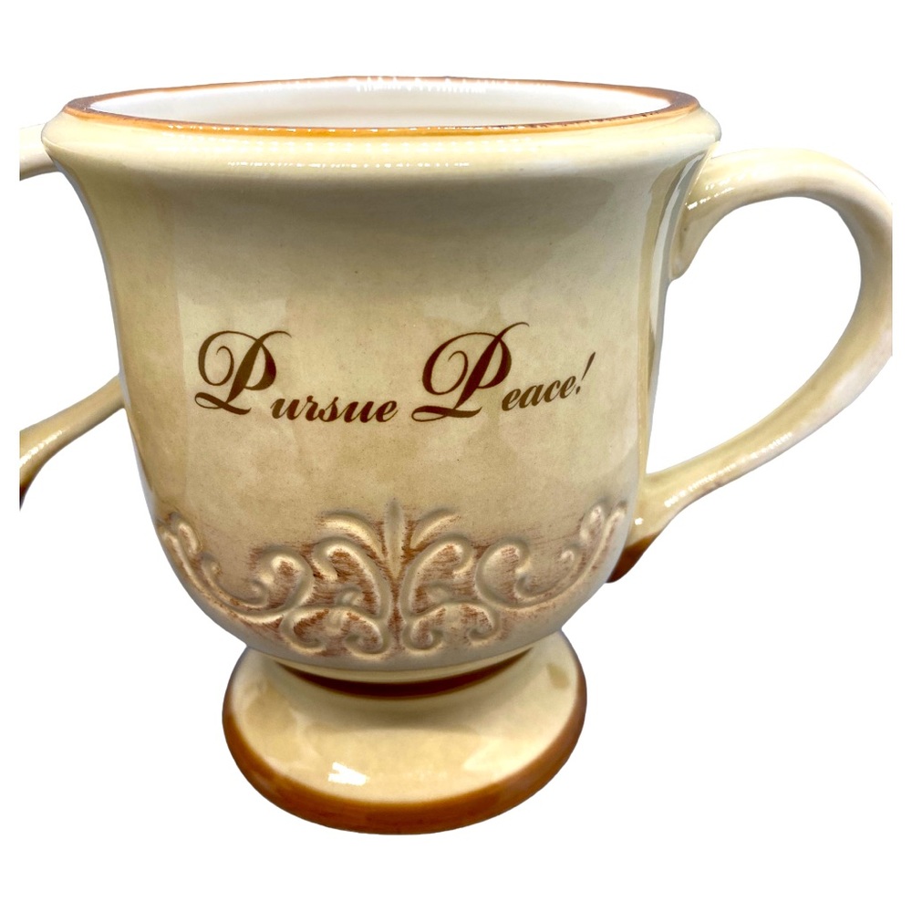 Cracker Barrel Brown and Tan inspirational Coffee Mugs Set - Picture 3 of 6